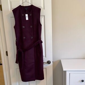 Ann Taylor Plum Belted Trench Vest NWT